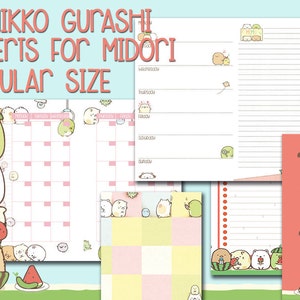Sumikko gurashi Inserts midori traveller&#39;s notebook weekly planner monthly planner undated inserts notes pages to do list