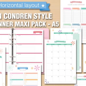 Erin Condren style planner horizontal layout - Maxi Pack - monday and sunday start - A5 size