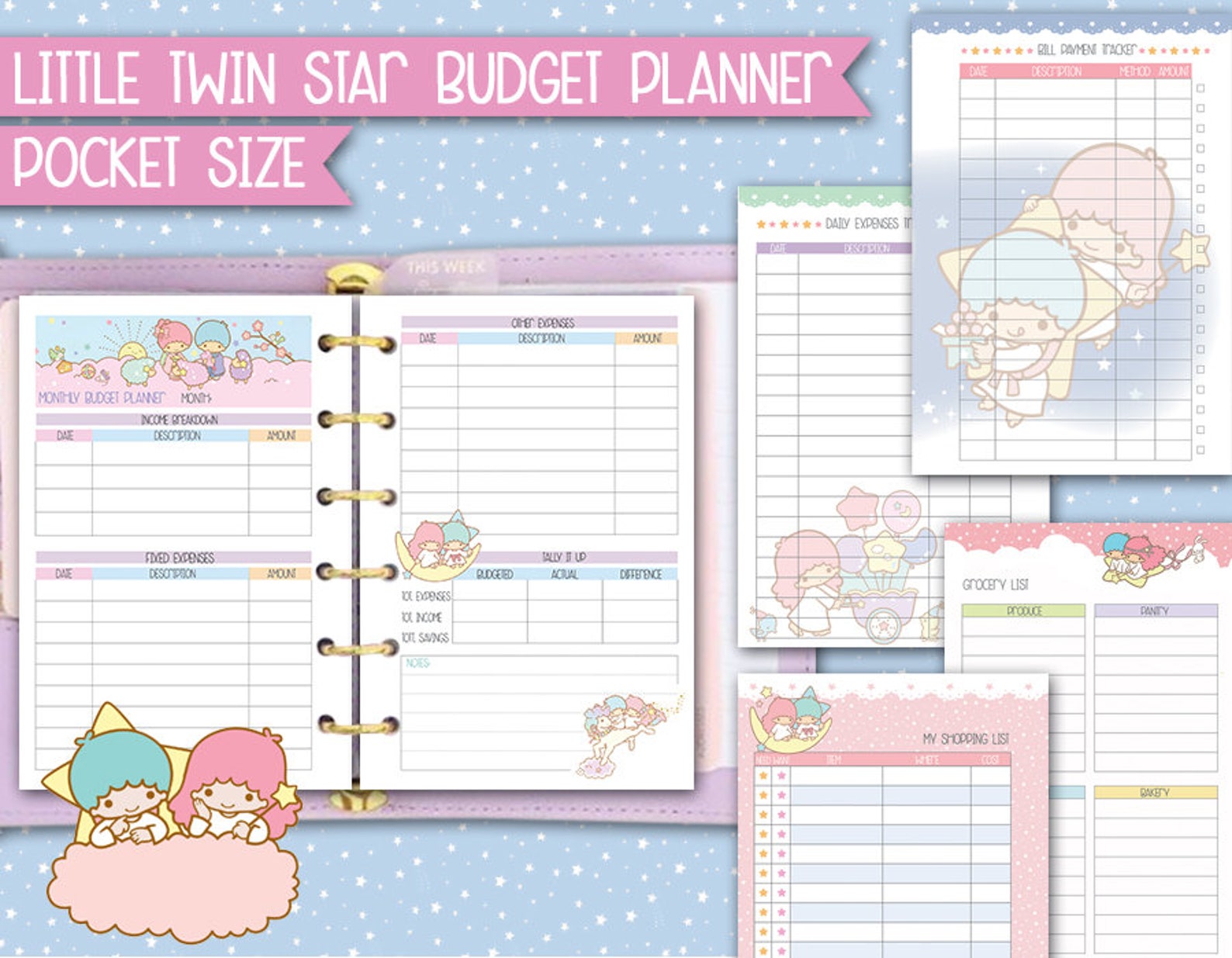 Printable Kakebo Filofax Pocket Size Budget Planner Kawaii Etsy