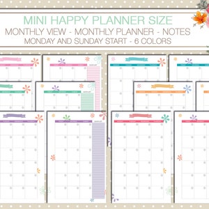 Mini Happy Planner Printable Monthly Planner on 4 Pages Notes to Do ...