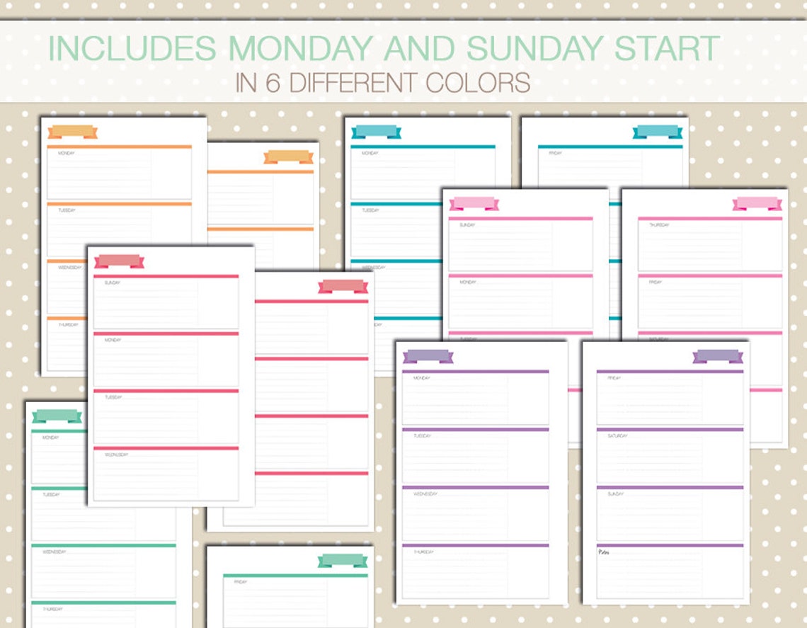 Mini Happy Planner Weekly Printable Inserts Horizontal Layout - Etsy UK