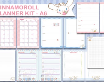 planner kit cute bunny printable A6 planner weekly planner monthly planner to do list notes undated agenda refills planner bundle