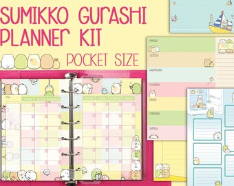 Sumikko gurashi printable pocket size inserts monthly spread weekly planner to do list notes wo2p filofax kikki k small