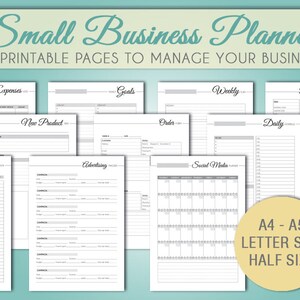 Business planner Printable productivity organizer letter size a4 a5 half size black and white elegant planner minimal Etsy online business