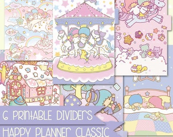 Kawaii printable dividers for HAPPY PLANNER CLASSIC, cute discbound covers with side tabs, mambi planner organizers