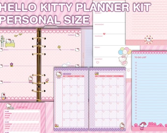 Kit de planificador lindo kawaii imprimible planificador personal planificador semanal planificador mensual lista de tareas notas agenda sin fecha recambios paquete de planificador