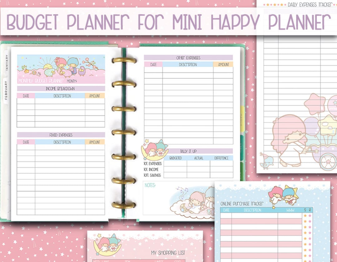 Mini Happy Planner Kakebo Printable Inserts Budget Planner Kawaii ...