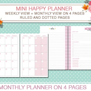 Mini Happy Planner Printable Kit Weekly and Monthly Planner Inserts ...