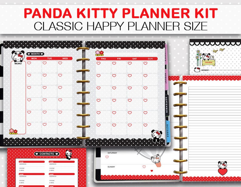 Happy Planner Panda Printable Planner Week On Two Pages Etsy