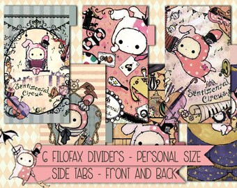 Sentimental Circus planner dividers personal size filofax kikki k medium color crush printable tabbed dividers