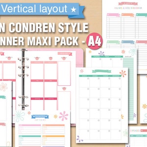 Erin Condren style A4 Planer vertikales Layout Maxi Packmaß Woche auf zwei Seiten Monatsansicht to do Liste Notizen vertikales Layout undatiert