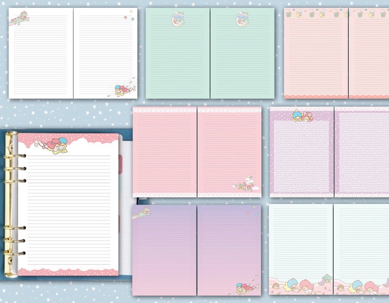 A5 Printable Kawaii Planner Inserts Ruled Dotted and Squared | Etsy