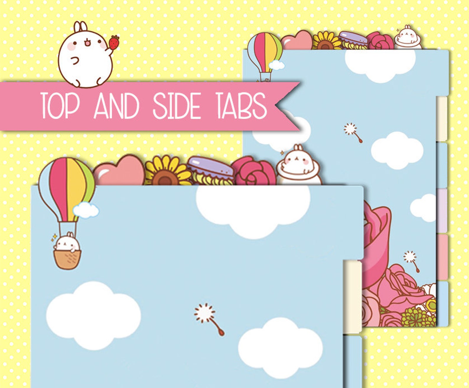 Planner Dividers Molang Printable Personal Wide Size Kawaii - Etsy