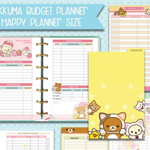 mini happy planner kakebo rilakkuma printable Budget planner kawaii insert finance inserts budget inserts expense tracker