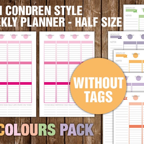 Erin Condren Style Printable Planner Kit A5 Size UNLINED - Etsy