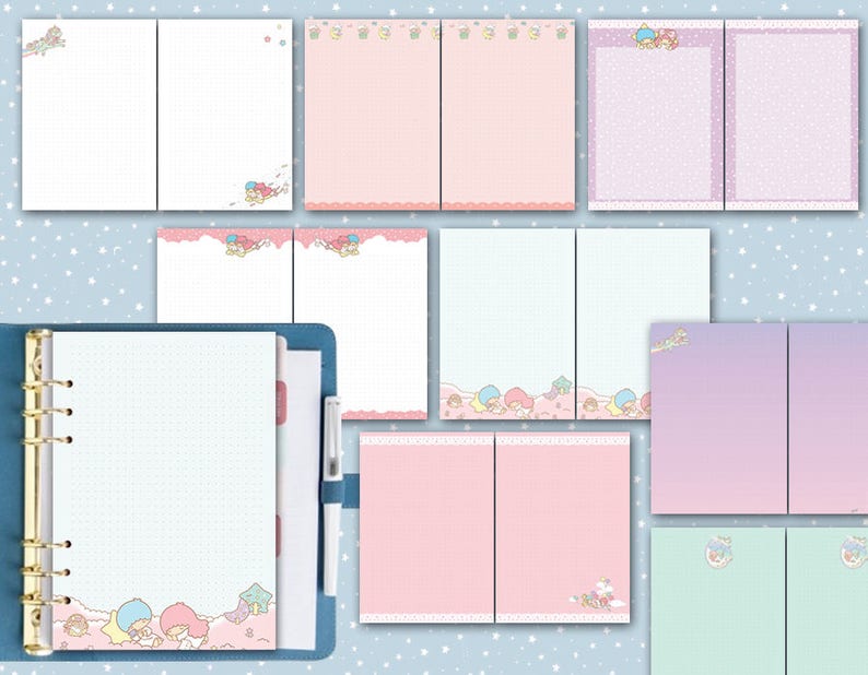 A5 Printable Kawaii Planner Inserts Ruled Dotted and Squared | Etsy