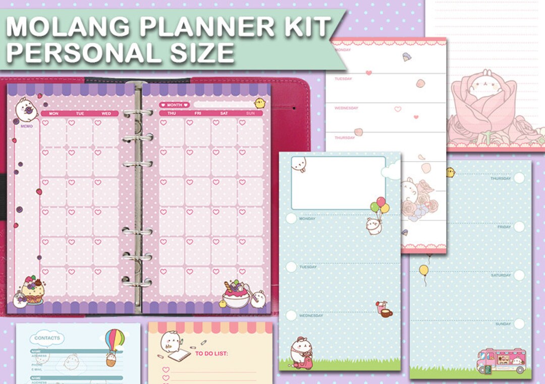 Molang Planner Printable Kit Filofax Personal Size Calendar Weekly ...