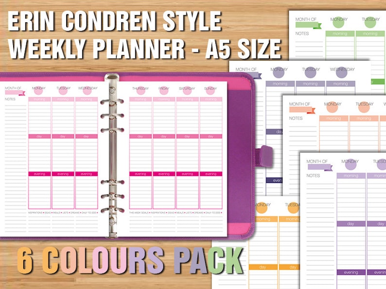 Erin Condren Style Printable Weekly Planner A5 Size Box Week Etsy Canada