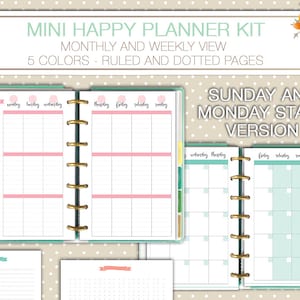 Mini Happy Planner Printable Kit Weekly and Monthly Planner Inserts ...