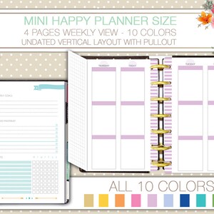 Mini Happy Planner Printable Undated Weekly Planner on 4 Pages With ...