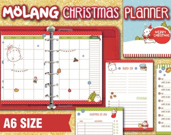 Planificador de Navidad tamaño a6 Molang planificador de vacaciones imprimible para hacer lista de regalos planificador de fiestas