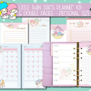 printable personal  planner kit cute kawaii weekly planner monthly planner to do list notes undated agenda refills planner bundle