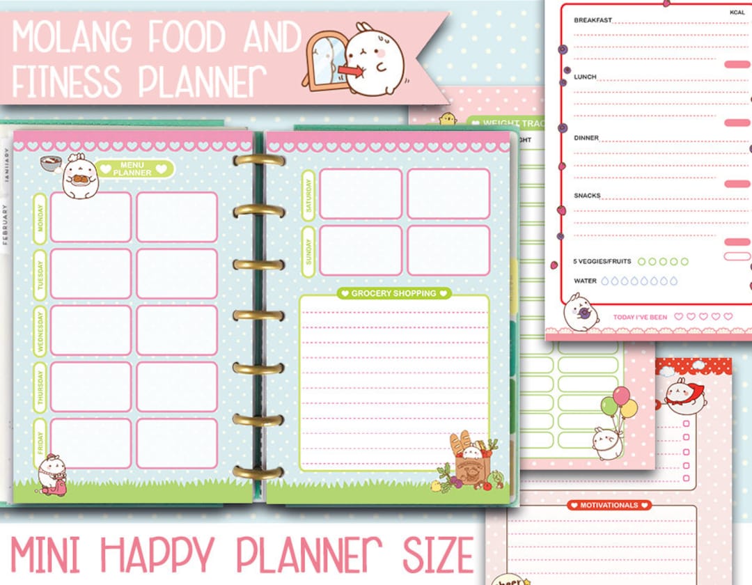 Mini Happy Planner Inserts Molang Health and Fitness Printable Planner ...