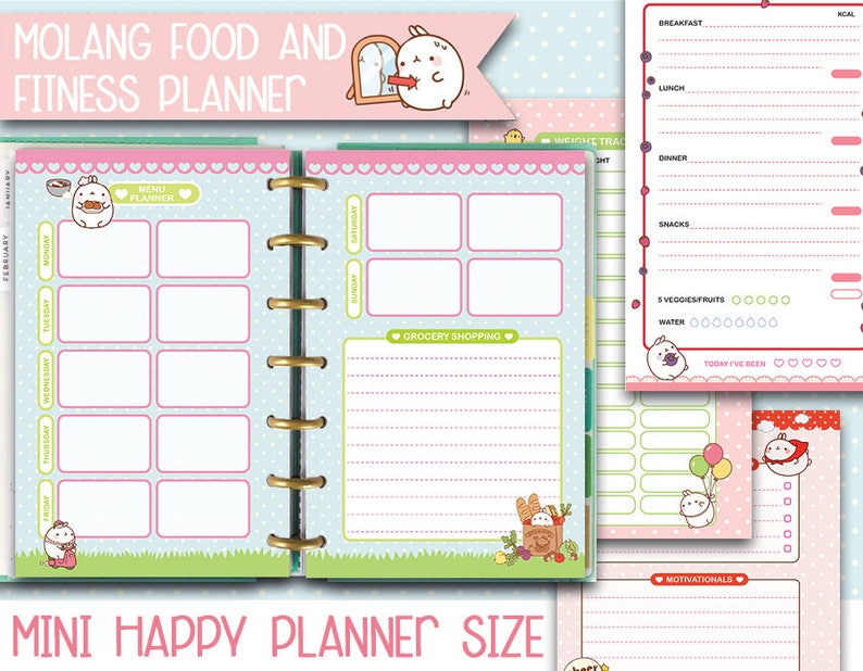 Mini Happy Planner Inserts Molang Health And Fitness Printable Etsy
