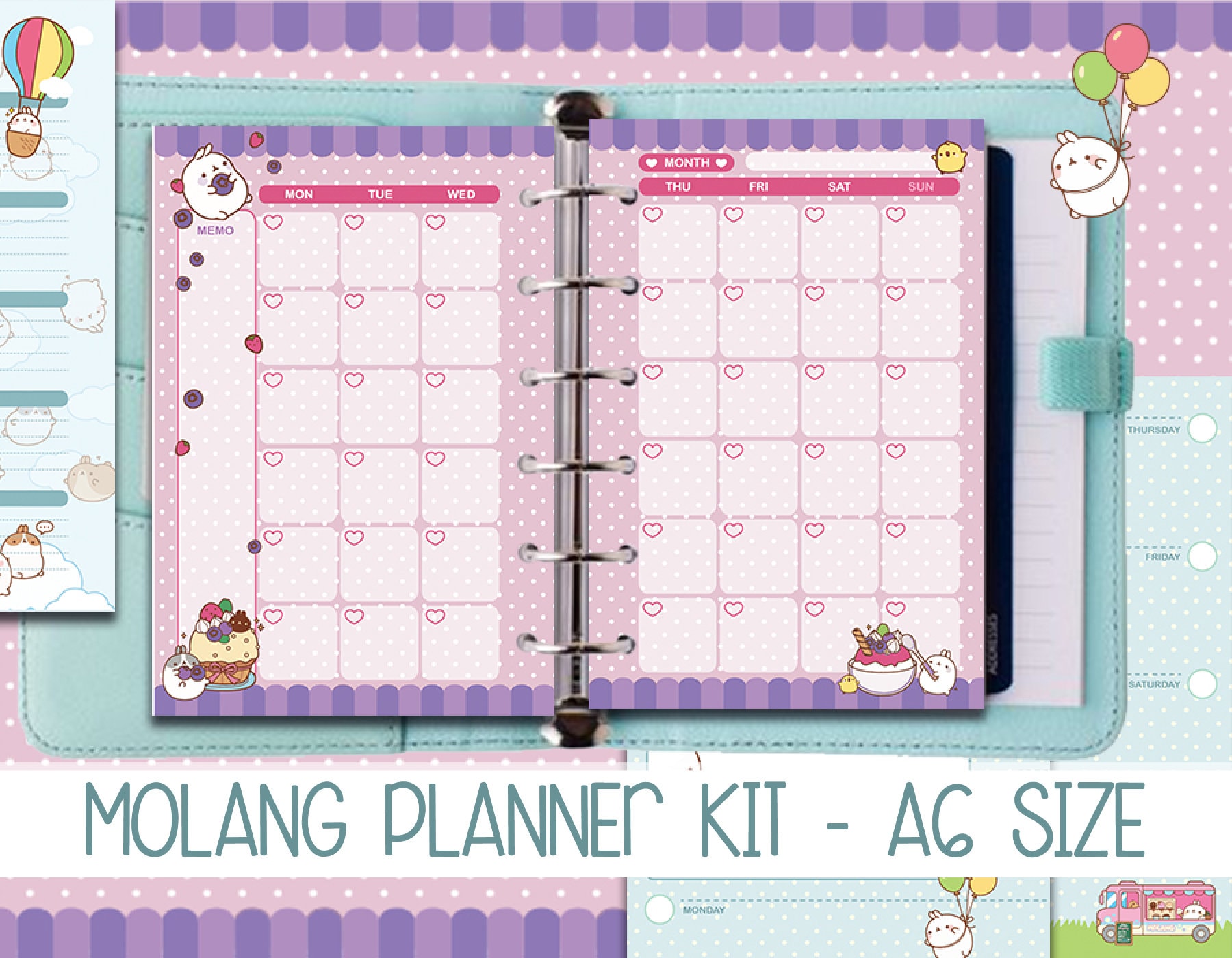 A6 Printable planner kit molang planner inserts filofax | Etsy