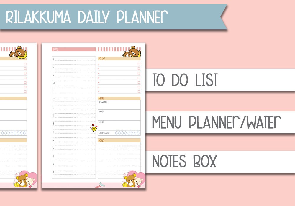 Daily Planner A5 Kawaii Hourly Planner Cute Printable | Etsy
