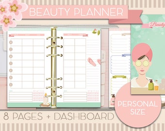 Beauty Planner personal printable inserts skincare routine tracker personal care kbeauty organizer makeup planner beauty routine pages