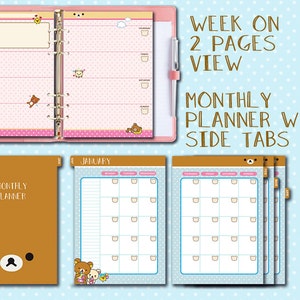 May include: A monthly planner with side tabs, featuring a weekly view on two pages. The planner has a cute bear design and is perfect for organizing your schedule.
