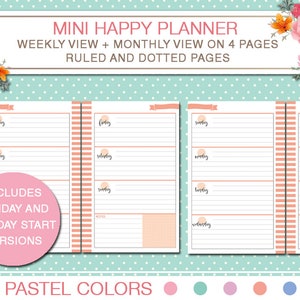 Mini Happy Planner Printable Kit Weekly and Monthly Planner Inserts ...