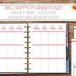 Inserts de planificateur hebdomadaire imprimables Happy Planner - Big Happy Planner - Taille lettre