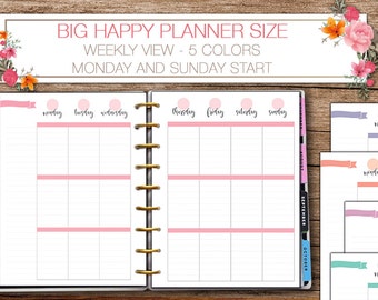 Happy planner printable weekly planner inserts - Big Happy Planner - Letter size