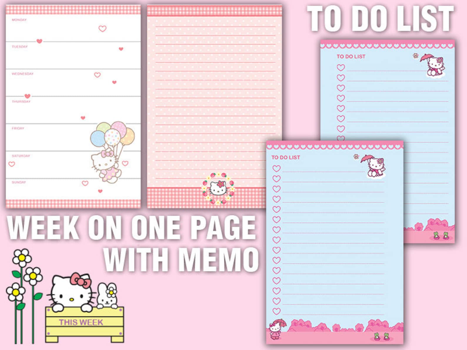 Kawaii printable A6 planner kit cute weekly planner monthly | Etsy