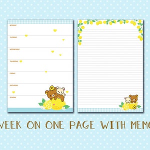 Rilakkuma Planner Pack Filofax A5 Printable Planner Kit Weekly View Wo2p Monthly Planner to Do ...