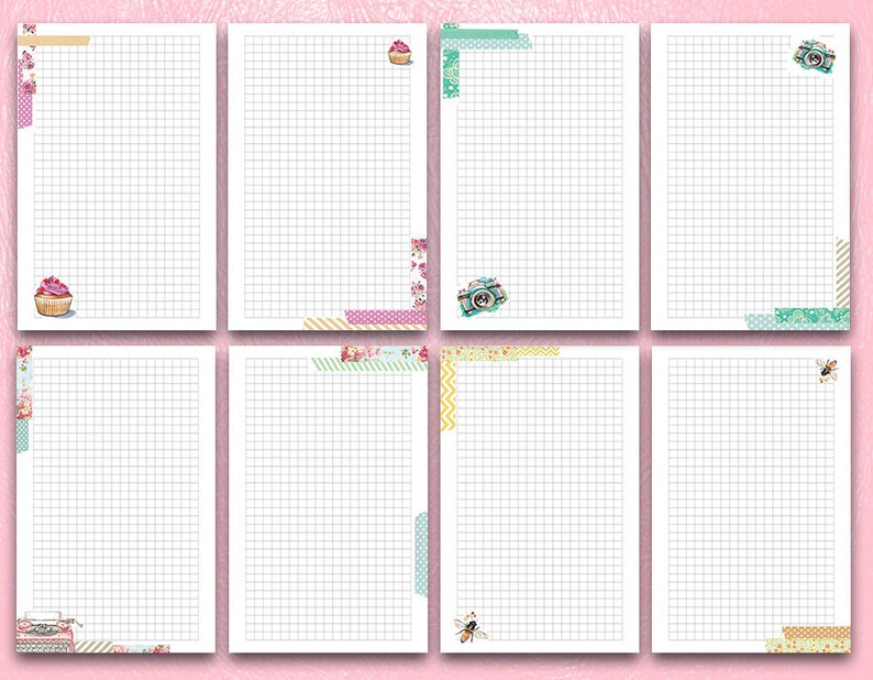 mini happy planner printable grid ruled dotted pages inserts etsy