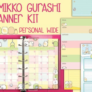 Personal wide inserts monthly spread weekly planner printable to do list notes digital planner pages wo2p Sumikko gurashi cute planner pages