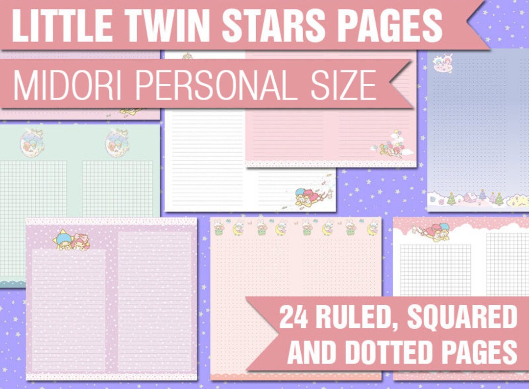Midori Personal Printable Inserts Kawaii Ruled Dotted and Squared Pages ...