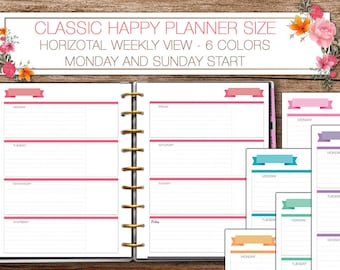 Happy Planner weekly Planner wo2p MAMBI Week on two Pages Weekly Inserts Printable Inserts Undated Weekly Organizer