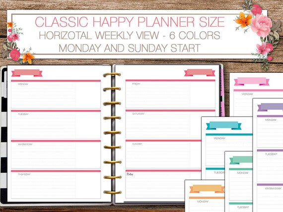 Happy Planner weekly Planner wo2p MAMBI Week on two Pages Weekly Inserts Printable Inserts Undated Weekly Organizer