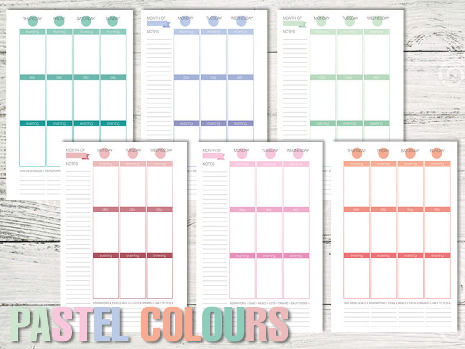 Erin Condren Style Printable Weekly Planner half Size PASTEL - Etsy