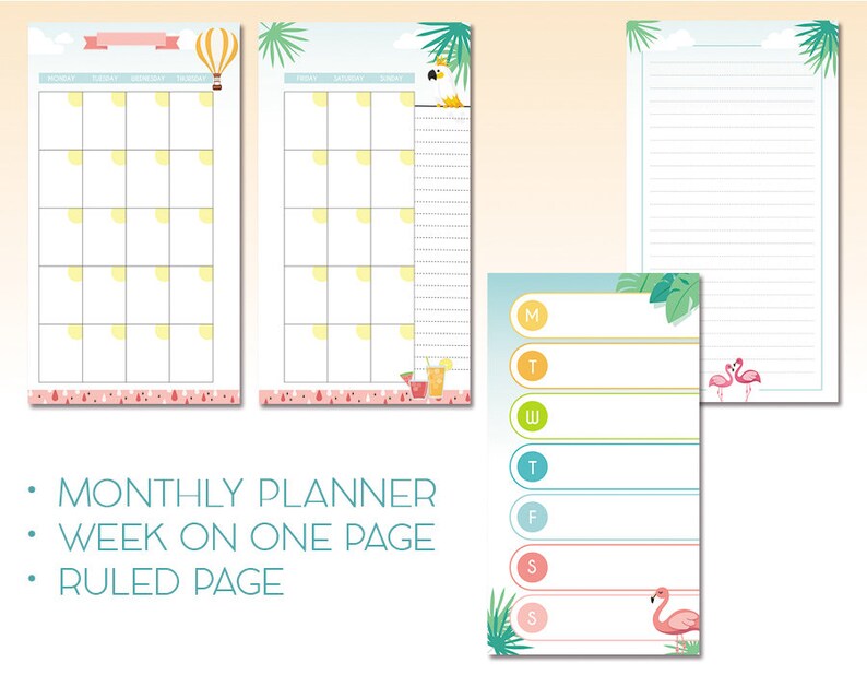 Printable Summer Planner Summer Journal Daily Inserts Filofax Personal ...