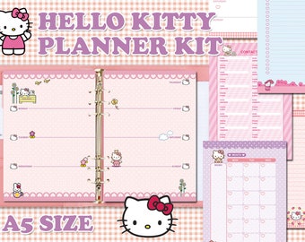 printable a5  planner kit cute kawaii weekly planner monthly planner to do list notes undated agenda refills planner bundle