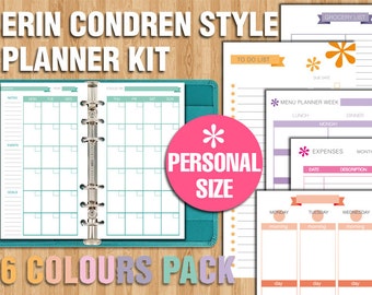 Erin Condren style printable planner kit PERSONAL SIZE box weeklyplanner monthly spread to do list expenses tracker