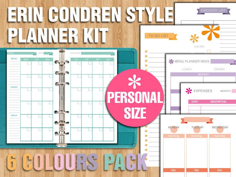 Erin Condren Style Printable Planner Kit PERSONAL SIZE Box ...