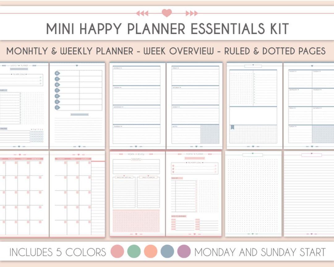 Mini Happy Planner Essential Pack, Weekly Planner, Monthly Planner ...