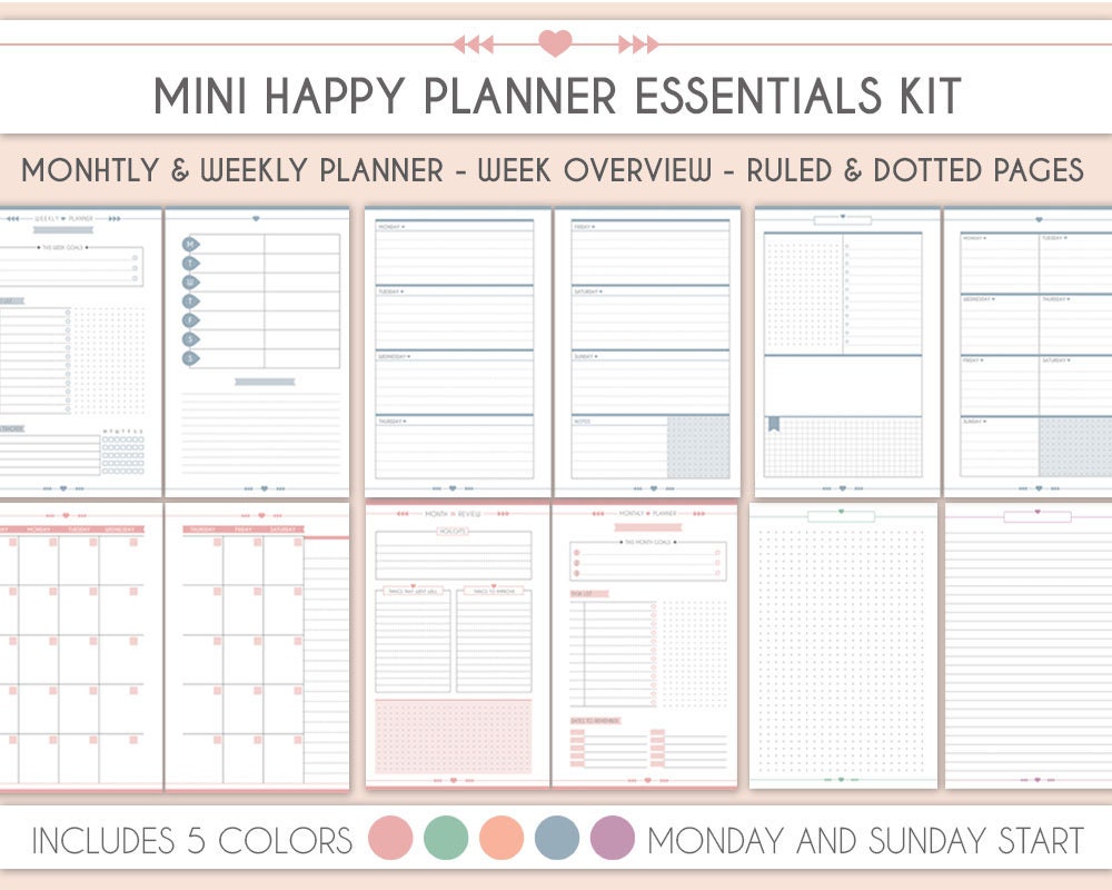 Mini Happy Planner Essential Pack Weekly Planner Monthly - Etsy