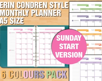 Printable Planner Pack Erin Condren Style A5 Size Box Planner - Etsy